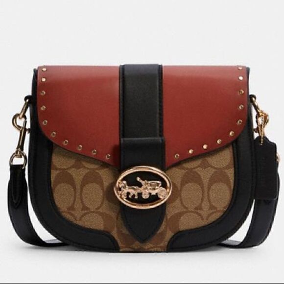 COACH Georgie Saddle Crossbody Bag Western Boho Embellished with Rivets & Studs! - Picture 1 of 14